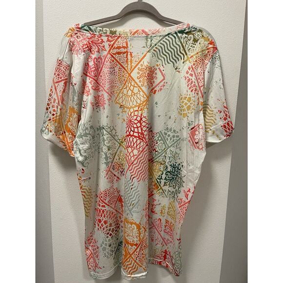 Mislook Short Sleeve Blouse Colorful With Cat Women Size 2XL - Picture 4 of 9